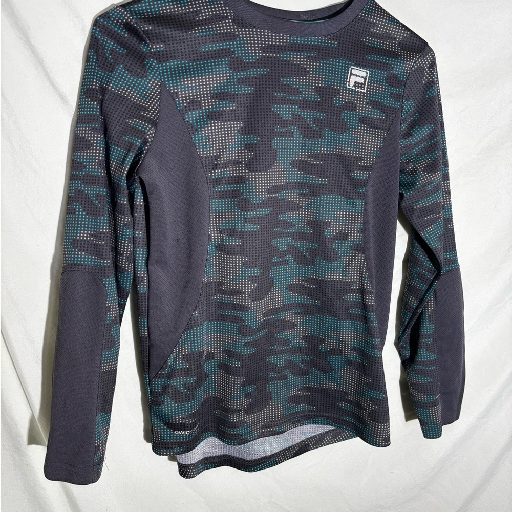 FILA kids  Long Sleeve Grey & Teal Performance Top